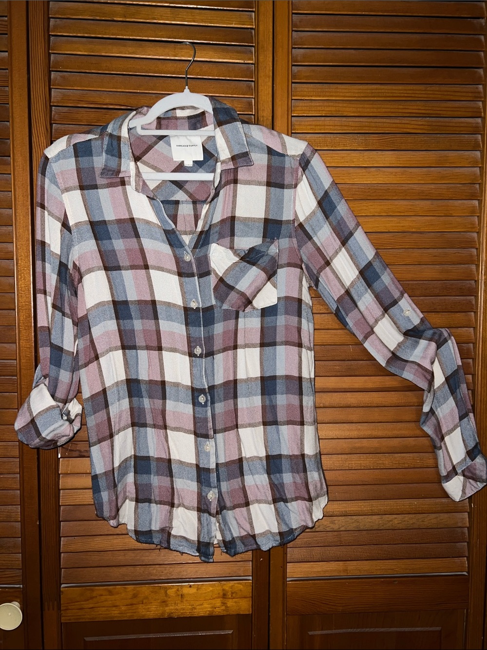 Thread & Supply Plaid Button-Down Shirt in Blue, White & Mauve